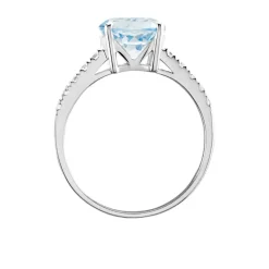 Histoire d'Or Bague Or Blanc Terese Topaze Oxydes De Zirconium or blanc topaze bleu sky Sale