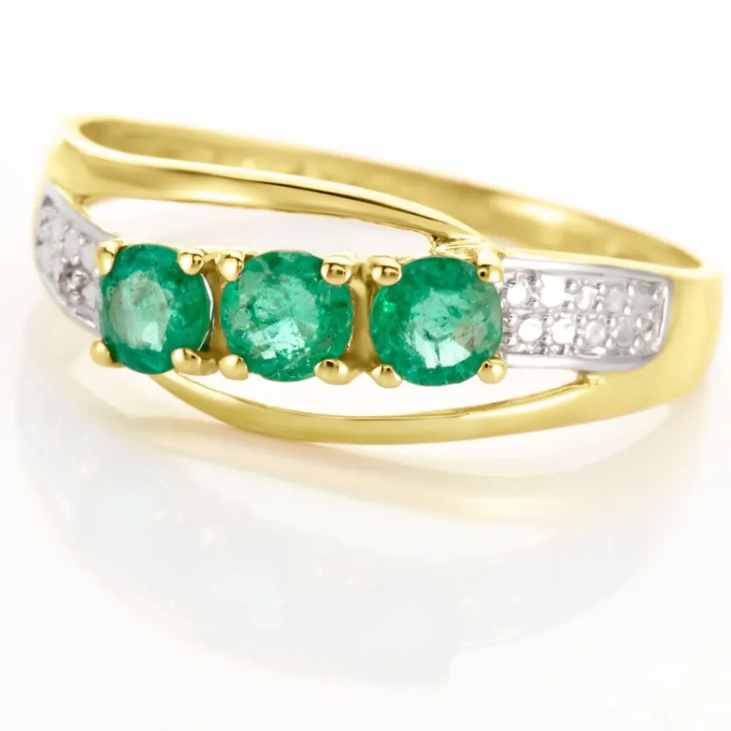 Histoire d'Or Bague Or Jaune Abelard Emeraudes Diamants or jaune emeraude Sale