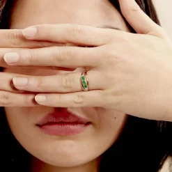 Histoire d'Or Bague Or Jaune Abelard Emeraudes Diamants or jaune emeraude Sale