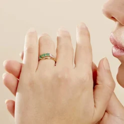 Histoire d'Or Bague Or Jaune Abelard Emeraudes Diamants or jaune emeraude Sale