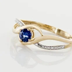 Histoire d'Or Bague Or Jaune Canut Saphir New