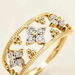 Histoire d'Or Bague Or Jaune Eternal Spring 3 Fleurs Diamants