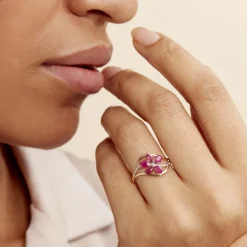 Histoire d'Or Bague Orchidee Diamant or bicolore rubis Best