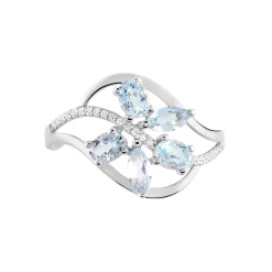 Histoire d'Or Bague Orchidee Or Blanc Topaze Oxyde De Zirconium or blanc topaze bleue Outlet