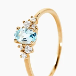 Histoire d'Or Bague Pansy Or Jaune Topaze Oxyde De Zirconium or jaune topaze bleu sky Discount