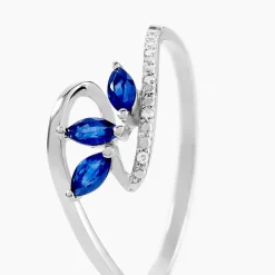 Histoire d'Or Bague Petale Et Diamant or blanc saphir Clearance