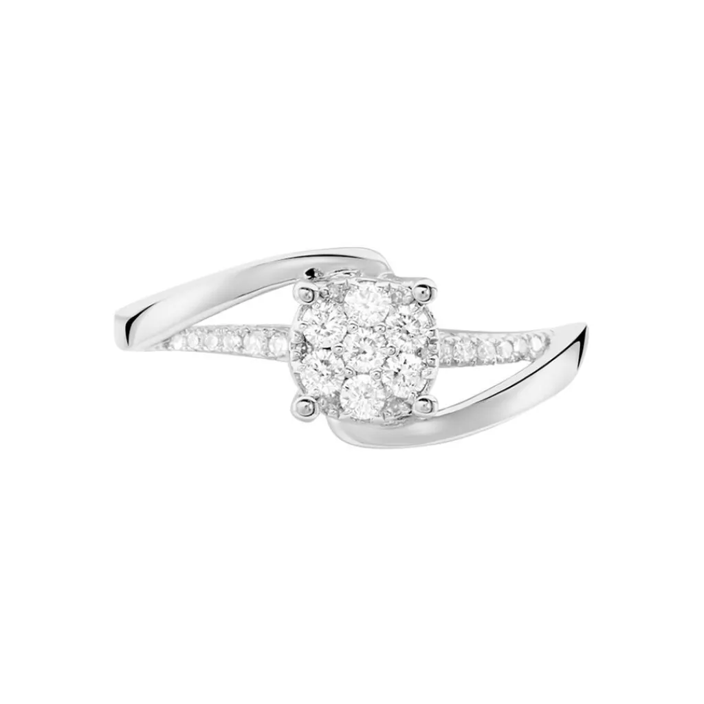 Histoire d'Or Bague Petunia or blanc diamant New