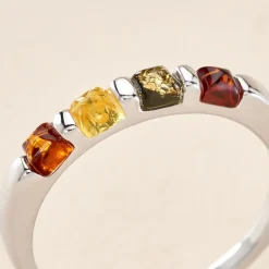 Histoire d'Or Bague Philo Argent Blanc Ambre Discount