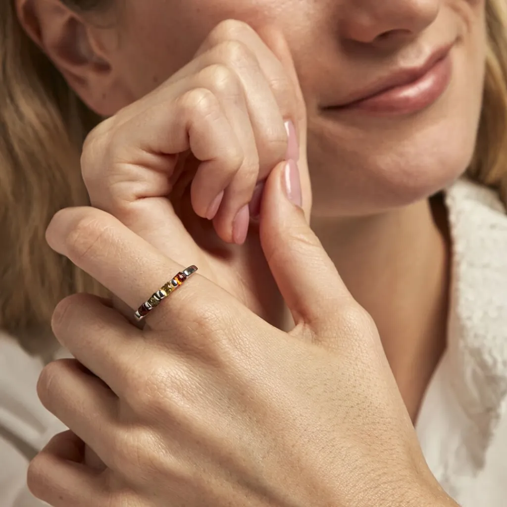 Histoire d'Or Bague Philo Argent Blanc Ambre Discount