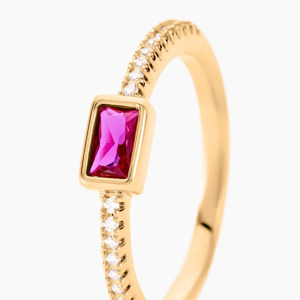 Histoire d'Or Bague Plaqué Or Jaune Calvina Pierre Synthétique Best