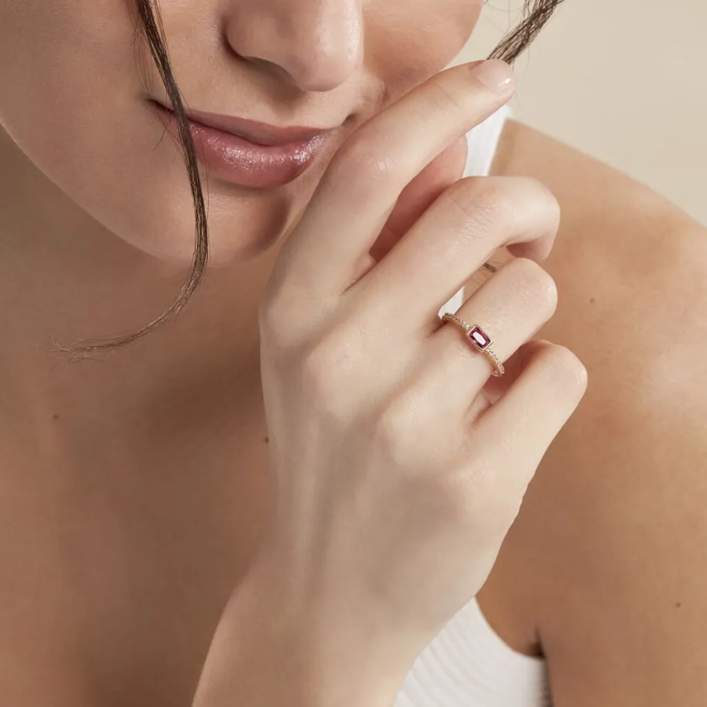 Histoire d'Or Bague Plaqué Or Jaune Calvina Pierre Synthétique Best