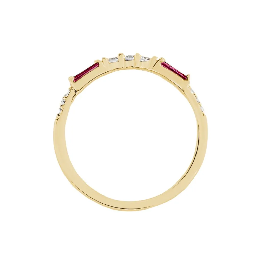 Histoire d'Or Bague Plaqué Or Jaune Calvin Oxyde De Zirconium plaqué or jaune verre rouge Outlet