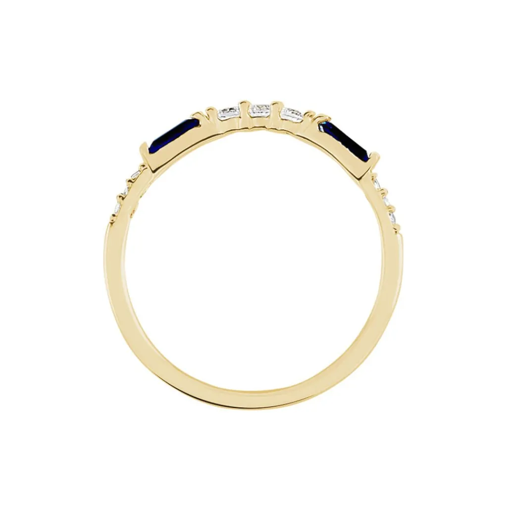 Histoire d'Or Bague Plaqué Or Jaune Calvin Oxyde De Zirconium plaqué or jaune verre bleu New