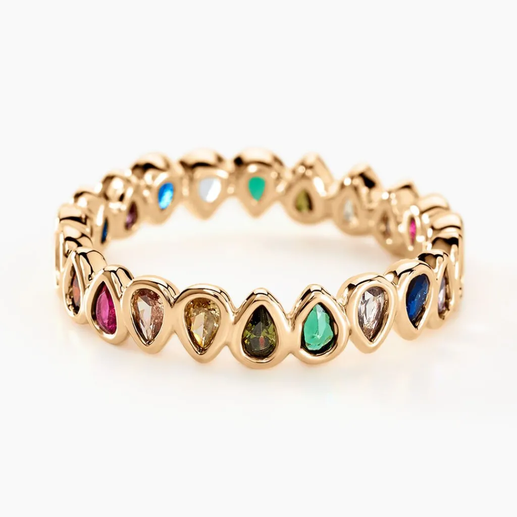 Histoire d'Or Bague Plaqué Or Jaune Ethem Anneau Pierres Multicolores Clearance