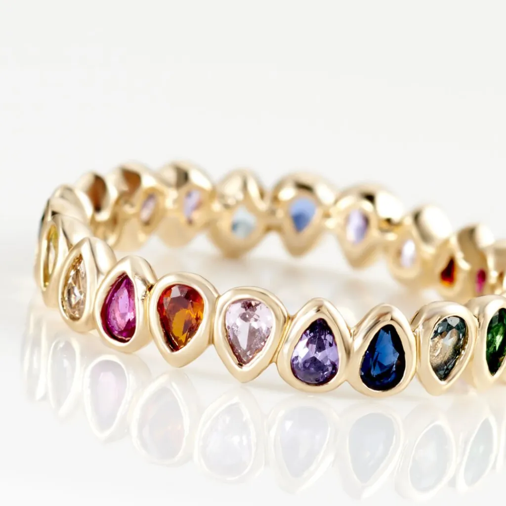 Histoire d'Or Bague Plaqué Or Jaune Ethem Anneau Pierres Multicolores Clearance