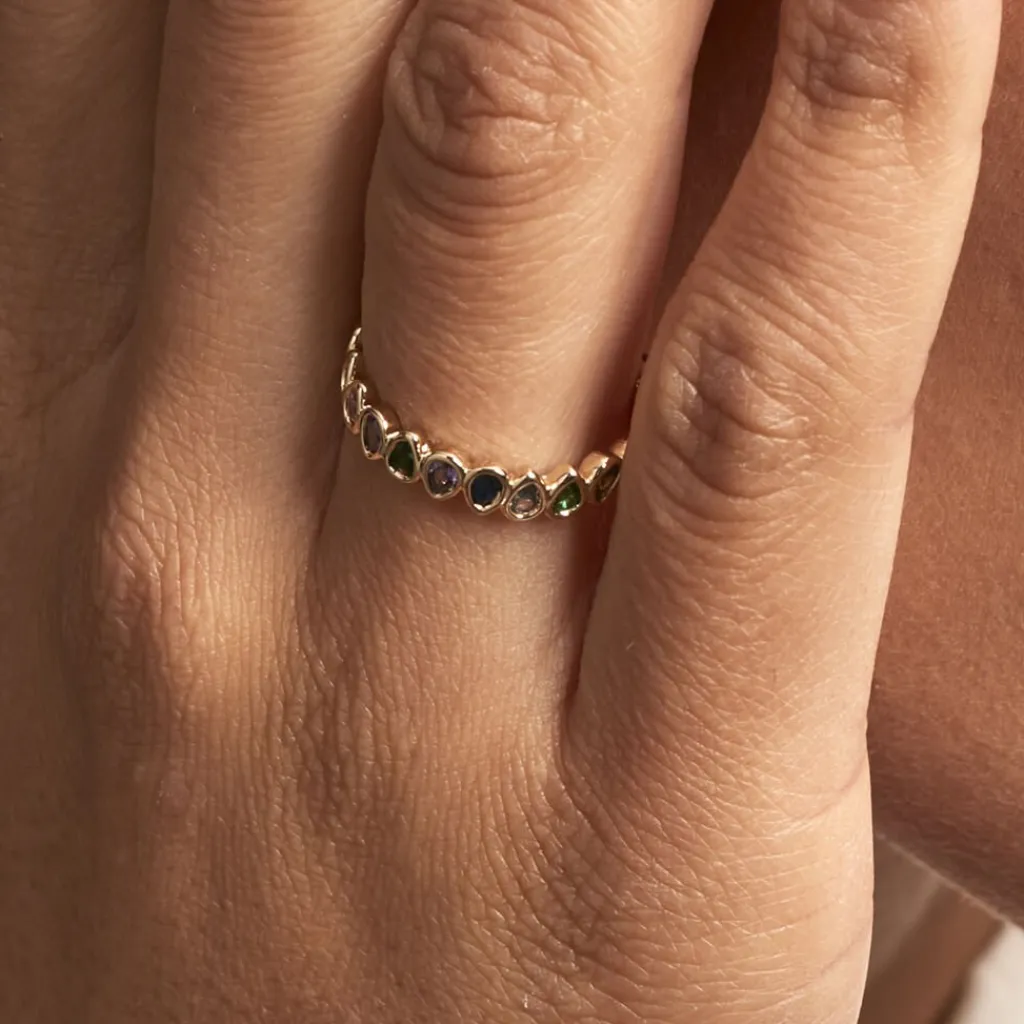 Histoire d'Or Bague Plaqué Or Jaune Ethem Anneau Pierres Multicolores Clearance