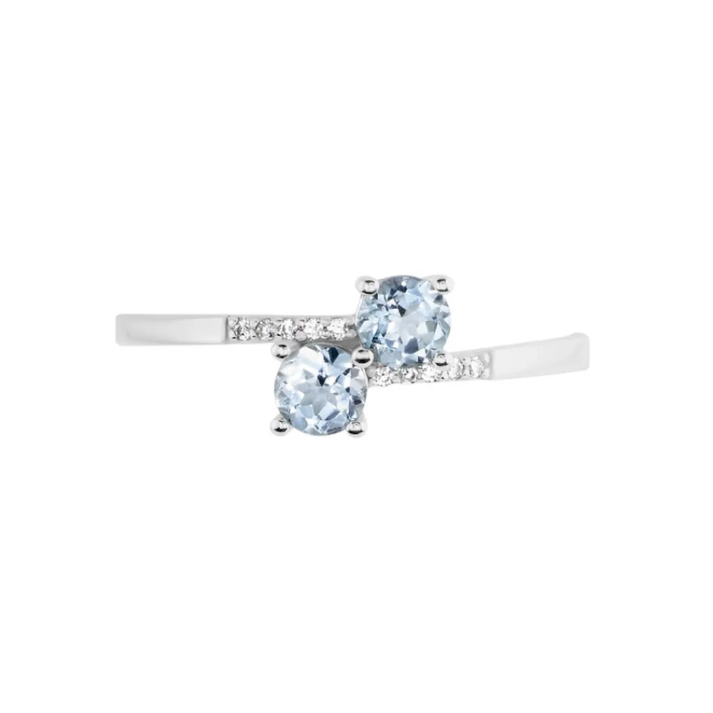 Histoire d'Or Bague Pollie Or Blanc Topaze Bleu Sky Oxyde De Zirconium Discount