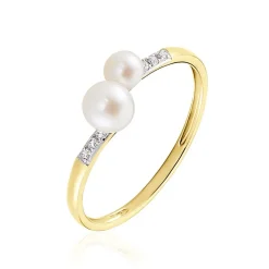 Histoire d'Or Bague Primo Or Jaune Perle De Culture Et Oxyde De Zirconium Outlet
