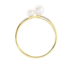 Histoire d'Or Bague Primo Or Jaune Perle De Culture Et Oxyde De Zirconium Outlet