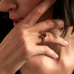 Histoire d'Or Bague Rhodolite Fever Or Jaune Rhodolite Oxyde De Zirconium or jaune rhodolite rouge Best