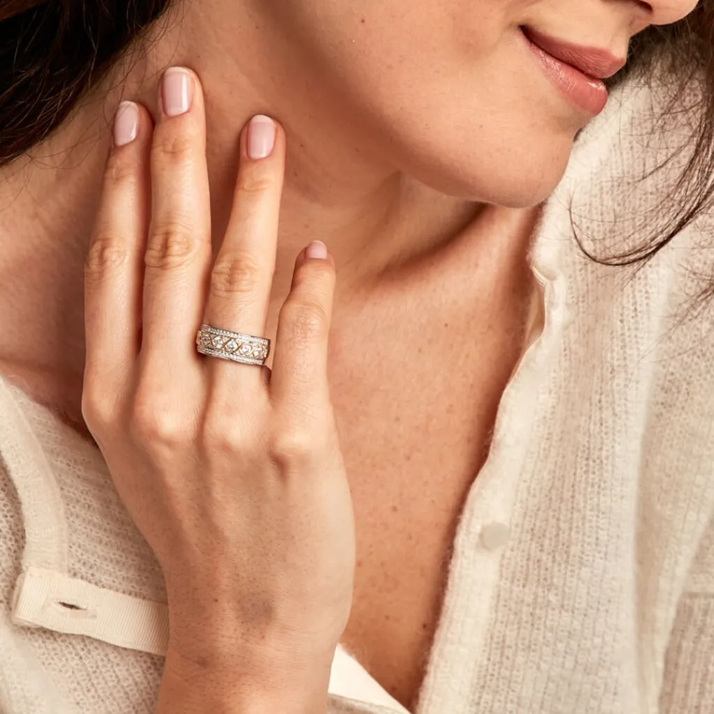 Histoire d'Or Bague Rome Argent Bicolore Oxyde De Zirconium