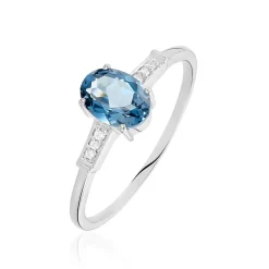 Histoire d'Or Bague Royanne Or Blanc Topaze Et Oxyde De Zirconium Best