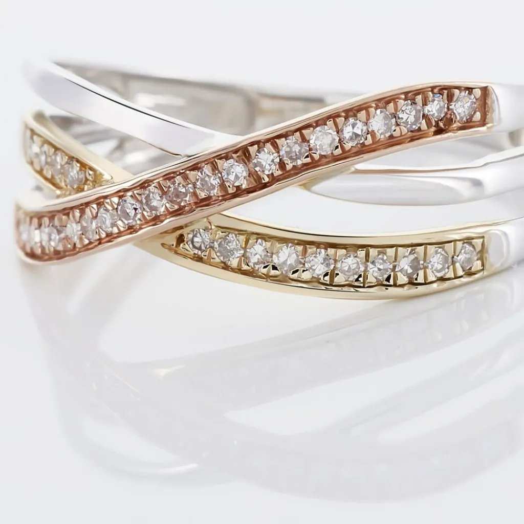 Histoire d'Or Bague Sabera Or Tricolore Diamant New