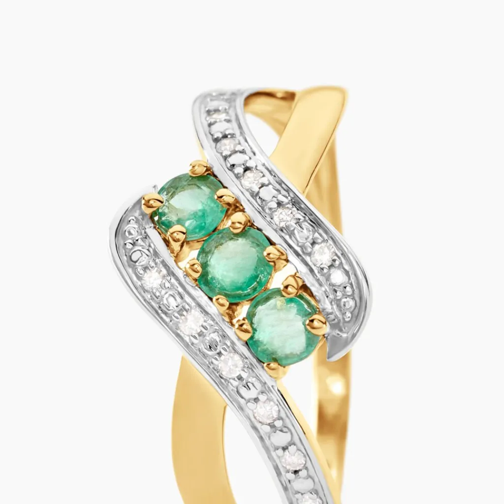 Histoire d'Or Bague Simma Or Jaune Diamant Et Emeraude or jaune emeraude