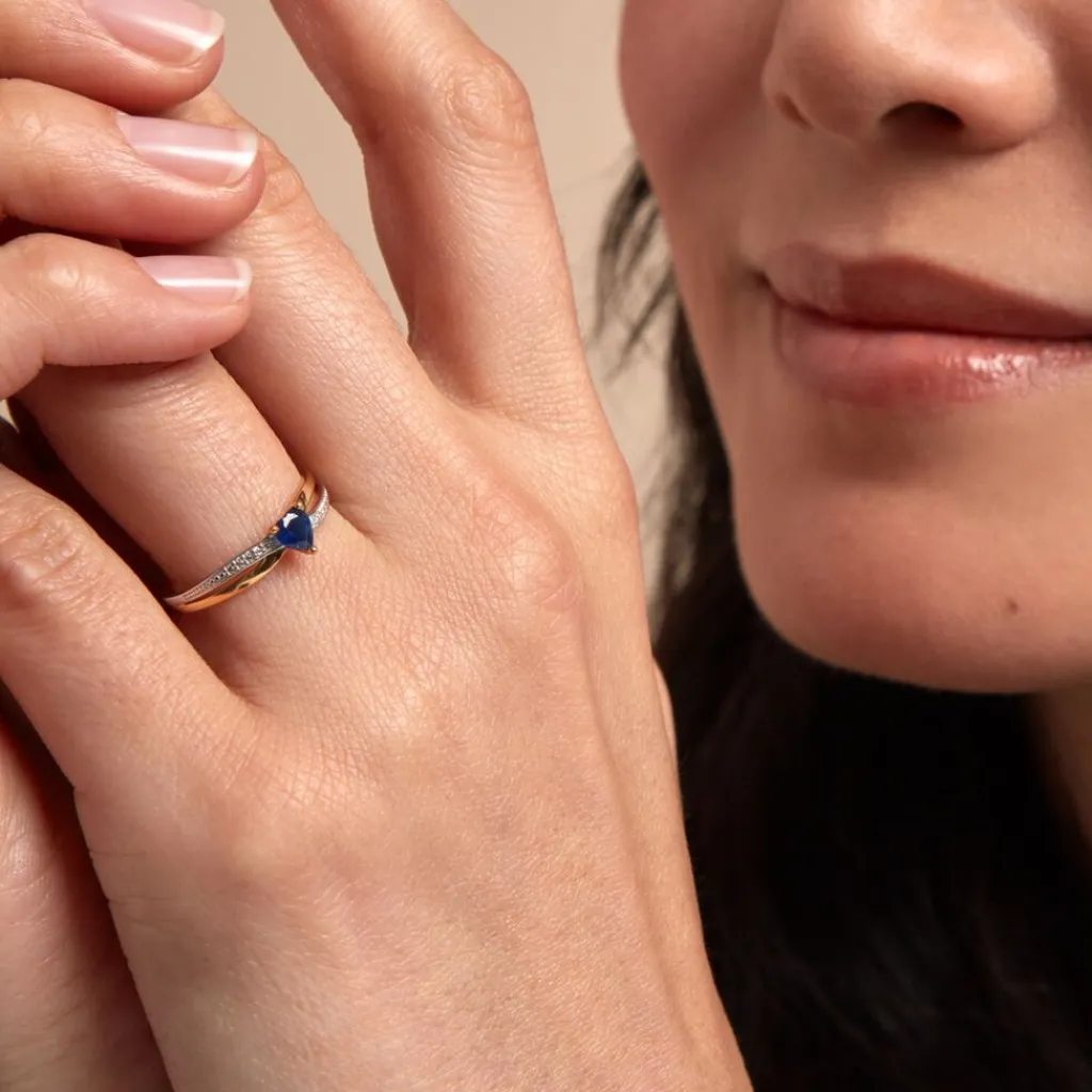 Histoire d'Or Bague Skylar Diamant or bicolore saphir New