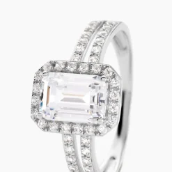 Histoire d'Or Bague Solitaire Accompagn啪 Or Blanc Addy Oxyde De Zirconium