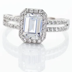 Histoire d'Or Bague Solitaire Accompagn啪 Or Blanc Addy Oxyde De Zirconium