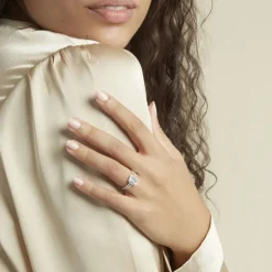 Histoire d'Or Bague Solitaire Accompagn啪 Or Blanc Addy Oxyde De Zirconium