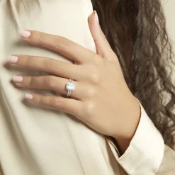 Histoire d'Or Bague Solitaire Accompagn啪 Or Blanc Addy Oxyde De Zirconium