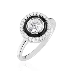 Histoire d'Or Bague Solitaire Aliou Argent Blanc Oxyde De Zirconium New