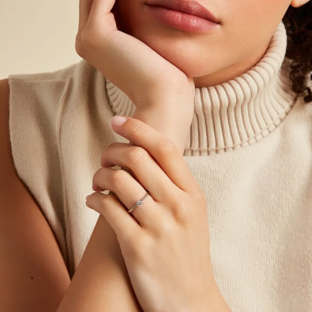 Histoire d'Or Bague Solitaire Aphrodite platine blanc diamant