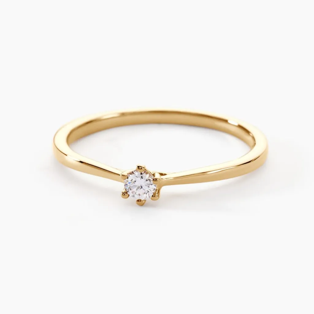 Histoire d'Or Bague Solitaire Athena or jaune diamant