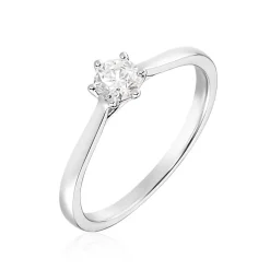 Histoire d'Or Bague Solitaire Athena or blanc diamant