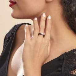 Histoire d'Or Bague Solitaire Ceramik Design Argent Oxyde De Zirconium Et Céramique Discount