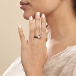 Histoire d'Or Bague Solitaire Ceramik Design Argent  Oxyde De Zirconium Et Céramique Hot