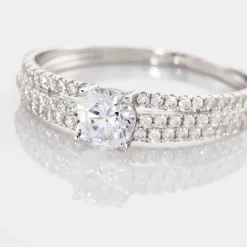 Histoire d'Or Bague Solitaire Ceridwen 3 Rangs Or Blanc Oxyde De Zirconium Discount