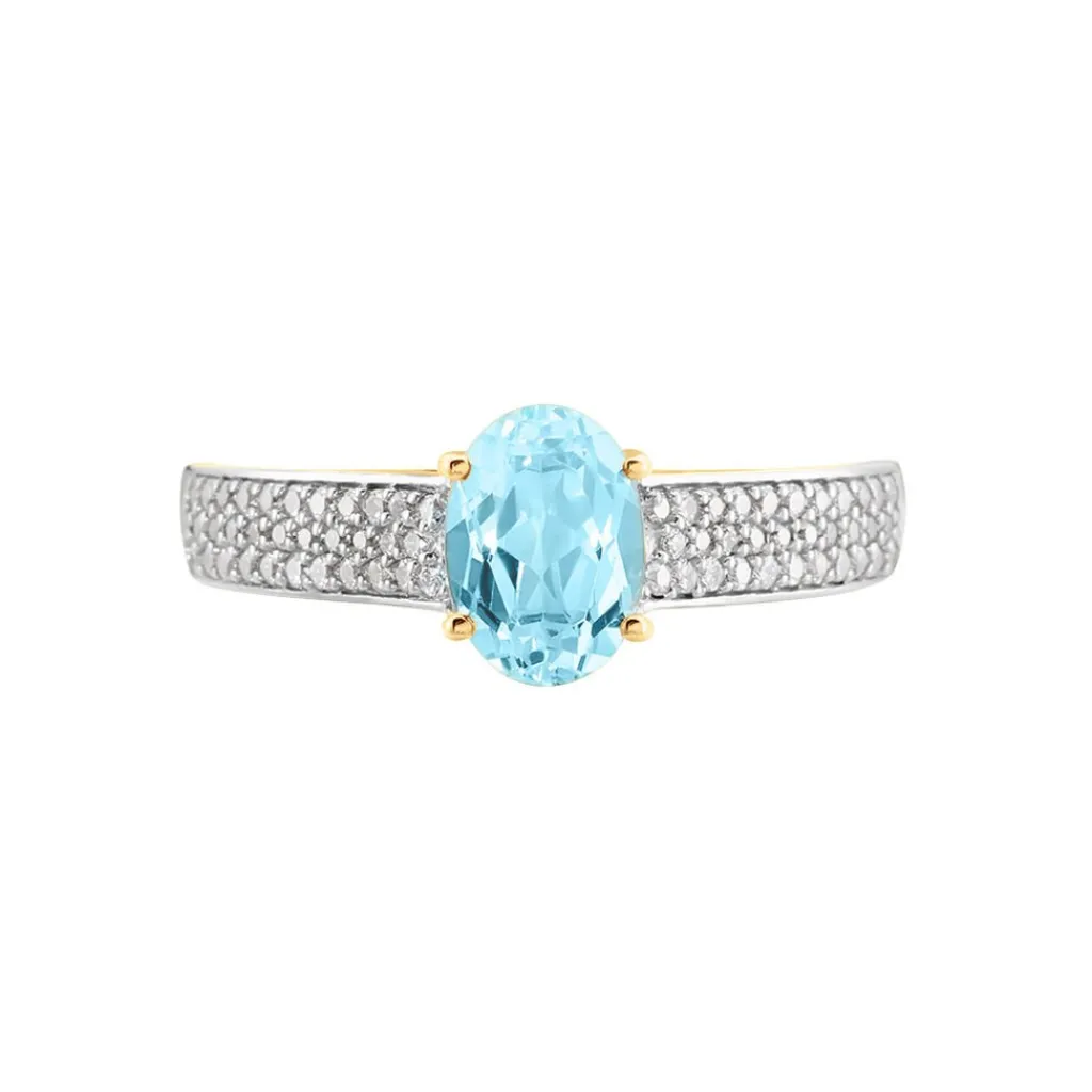 Histoire d'Or Bague Solitaire Crista Or Jaune Topaze Et Oxyde or jaune topaze bleu sky Sale