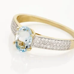 Histoire d'Or Bague Solitaire Crista Or Jaune Topaze Et Oxyde or jaune topaze bleu sky Sale