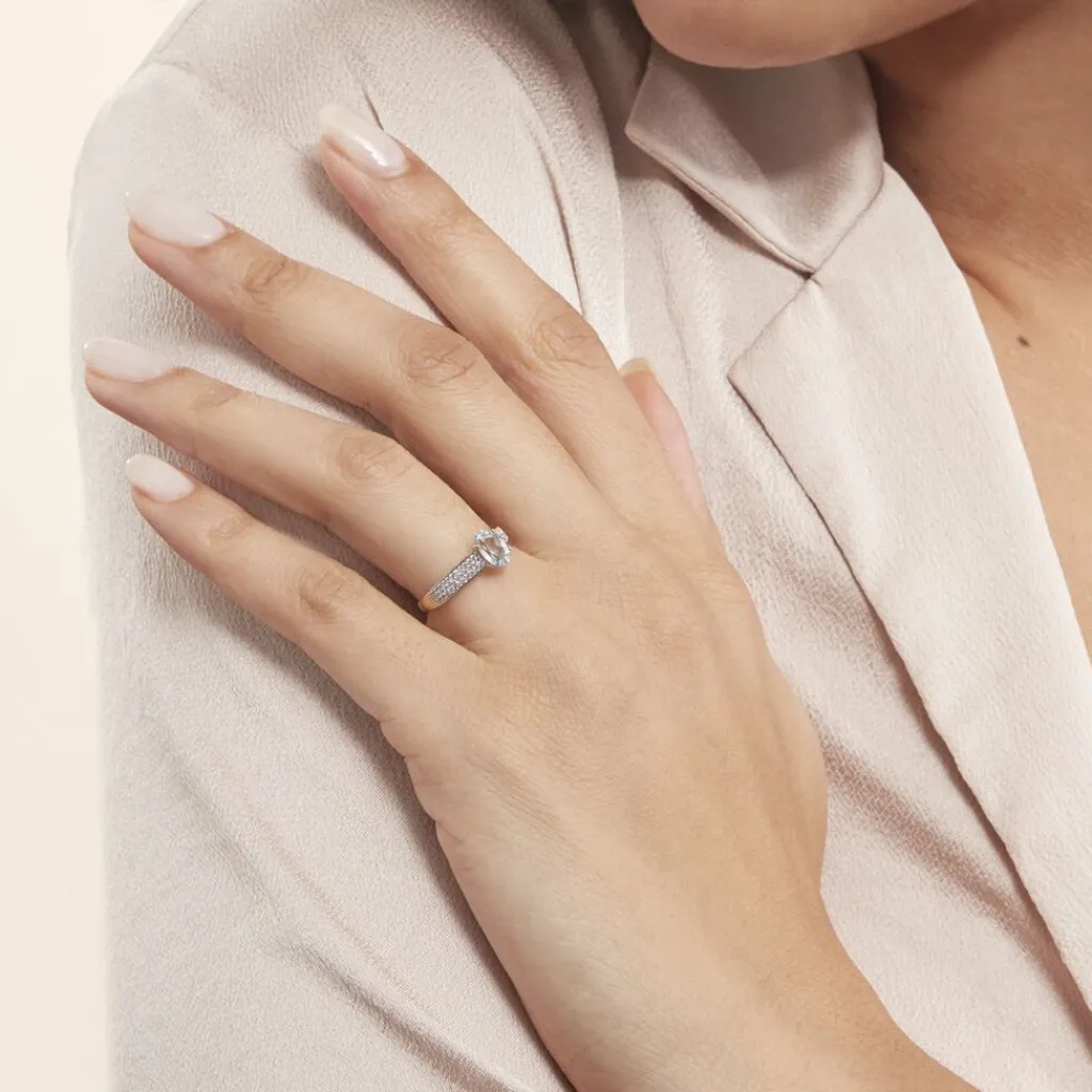 Histoire d'Or Bague Solitaire Crista Or Jaune Topaze Et Oxyde or jaune topaze bleu sky Sale