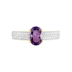 Histoire d'Or Bague Solitaire Crista Or Jauneamethyste Et Oxyde or jaune amethyste violette Online