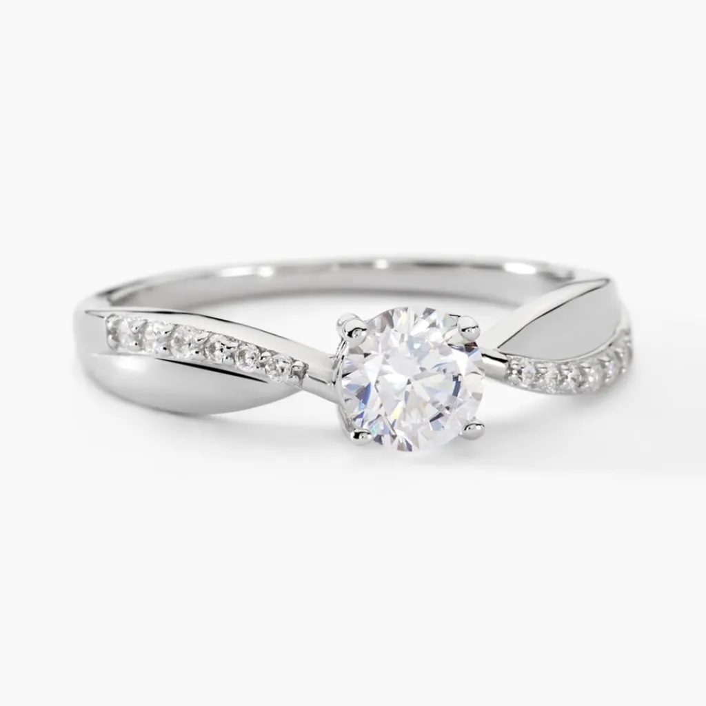 Histoire d'Or Bague Solitaire Doralicia Argent Blanc Oxyde De Zirconium New