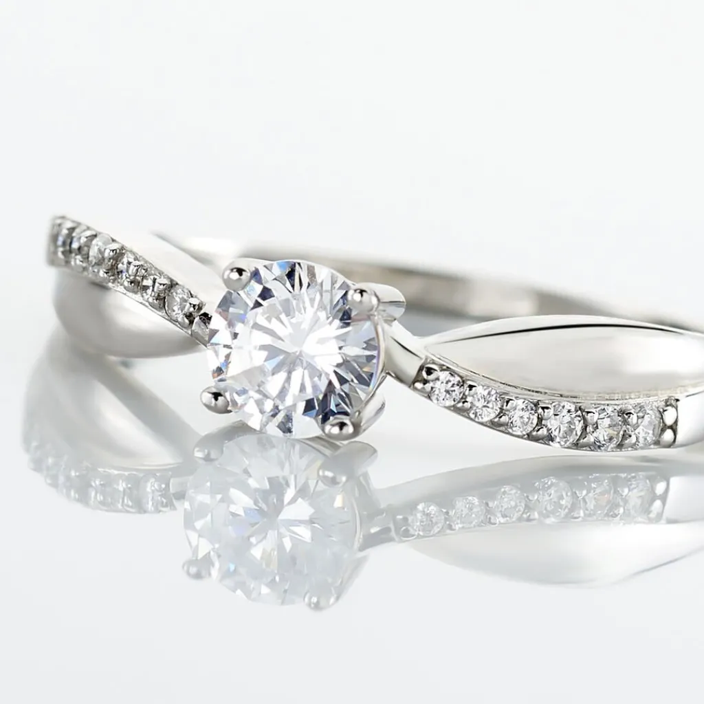 Histoire d'Or Bague Solitaire Doralicia Argent Blanc Oxyde De Zirconium New