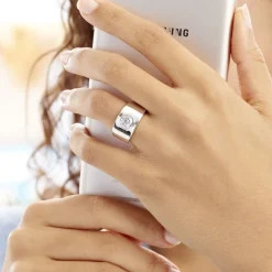 Histoire d'Or Bague Solitaire Electre Argent Blanc Oxyde De Zirconium