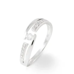 Histoire d'Or Bague Solitaire Elisa Or Blanc Diamant New