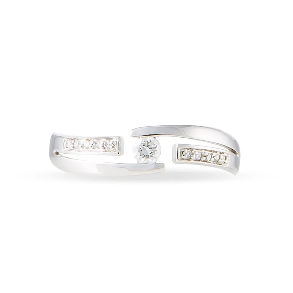 Histoire d'Or Bague Solitaire Elisa Or Blanc Diamant New