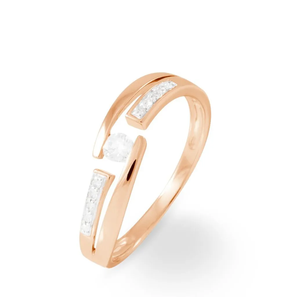 Histoire d'Or Bague Solitaire Elisa Or Rose Diamant Best